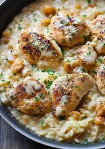 One Pan Creamy Parmesan Chicken & Rice